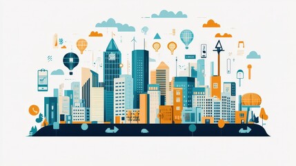 Poster - Smart cities leverage technology to improve urban living, using data and connectivity to enhance transportation, energy management, and public services.