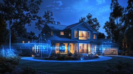 Poster - Smart home technologies are enhancing convenience and security, allowing homeowners to control lighting, heating, and security systems from their smartphones.