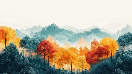 Aufkleber - A sleek depiction of AI technology processing color data from a forest landscape, highlighting the various shades of leaves and sky in a modern minimalist aesthetic.