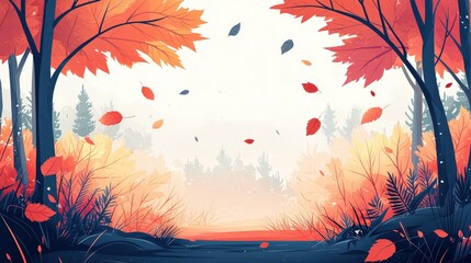 Poster - A stylish illustration of AI software processing natural colors from a forest scene, beautifully highlighting the shades of leaves and sky in a minimalist design.