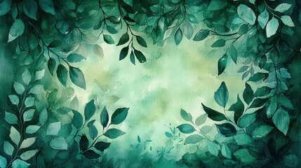 Poster - A vibrant green watercolor background with rich, deep hues and soft textures, creating an artistic and natural visual.