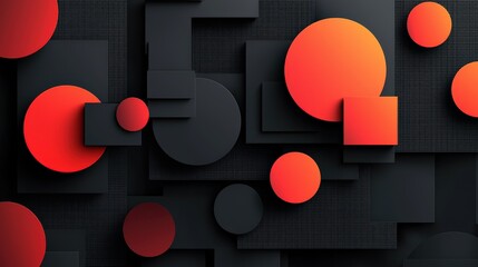 Poster - An abstract black background with geometric shapes, subtle textures, and smooth gradients, providing a clean and minimalist visual.
