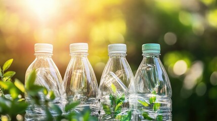 Poster - Plastic bottle recycling process in an eco-conscious facility, demonstrating sustainable waste management