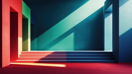 Poster - An artistic depiction of AI software showcasing its capabilities in color pattern detection, emphasizing red, green, and blue shades against a clean, minimalist background.