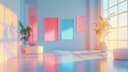 Poster - An elegant AI interface demonstrating color analysis for paint detection in interior design, featuring a variety of shades, isolated on a clear background for a modern look.