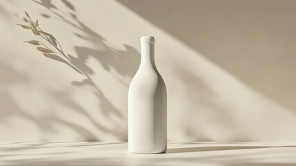 Aufkleber - white bottle mockup on a blank background, modern and clean with soft shadows; perfect for branding 