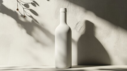 Aufkleber - white bottle mockup on a blank background, modern and clean with soft shadows; perfect for branding 