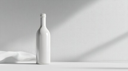 Aufkleber - white bottle mockup on a blank background, modern and clean with soft shadows; perfect for branding 