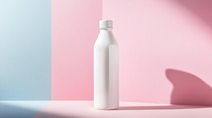 Aufkleber - white bottle mockup on a blank background, modern and clean with soft shadows; perfect for branding 