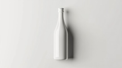 Poster - White bottle with screw cap on a blank background, minimalist look with smooth shadows, suitable for product branding.