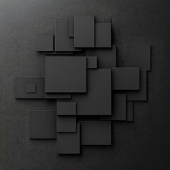 Poster - Black Background with Geometric Shapes Prompts