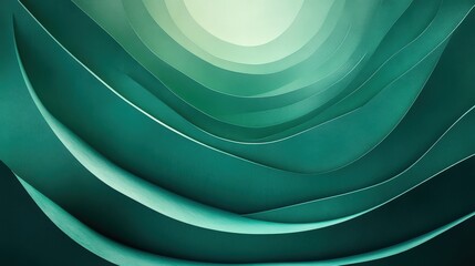 Poster - Elegant green geometric patterns with soft shadows, creating a sleek and professional design.