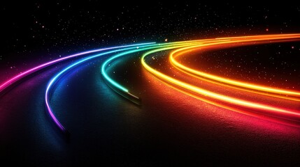 Poster - Minimal black background with subtle neon light effects in bold, bright colors, creating a sleek, modern feel.