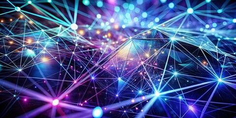 Poster - Futuristic Geometry and Connection Background with Long Exposure Effects for Abstract Plexus Network Visualization