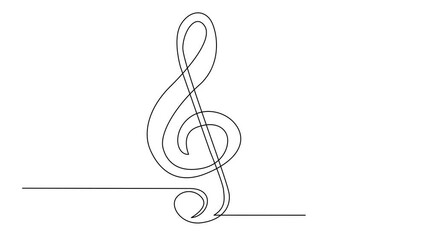 Wall Mural - continuous single line drawing of music notes template