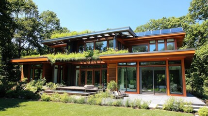 Poster - sustainable home design focuses on energy efficiency and resource conservation