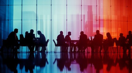 Aufkleber - A group of people are sitting at a table in a conference room