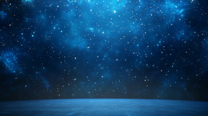 Wall Mural - cosmic stage with starry night sky and reflective floor creating a dreamlike atmosphere