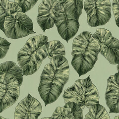 Wall Mural - seamless pattern with leaves