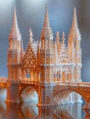 Poster - A 3D printed model of a gothic bridge. AI.