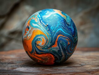 Wall Mural - Swirling colors on a spherical surface. AI.