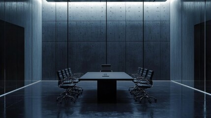 Poster - A conference room with a large table and chairs