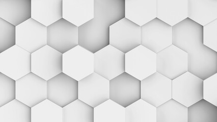 Poster - White hexagons geometric background, minimal honeycomb pattern wallpaper.