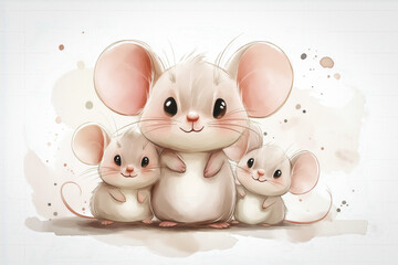 Sticker - Cute Mouse Family