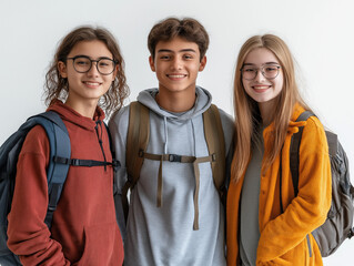 Poster - Teen Students On White Background