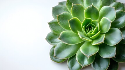 Fototapete - Beautifully Captured Close-up of a Vibrant Green Succulent Plant with Intricate Leaf Patterns and Textures Against a Simple,Minimalist Natural Background. Organic,Botanical.