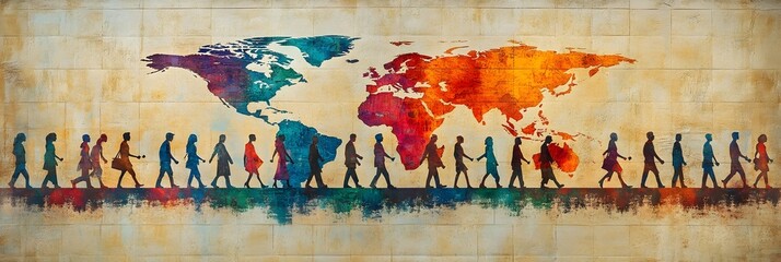Aufkleber - Conceptual depicting the complex global economic landscape,highlighting challenges such as disparity,as well as opportunities for growth,development,and progress.