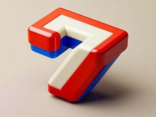 Poster - A red white and blue number 7 on a gray background