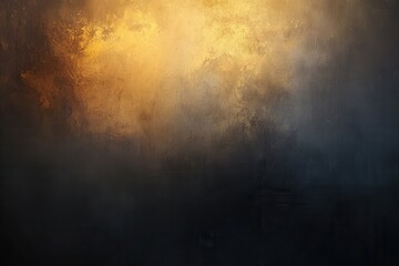 Poster - Stylish design banner or poster with a textured gradient background showcasing soft glowing light, subtle noise effects, and shades of dark gray, brown, and golden yellow