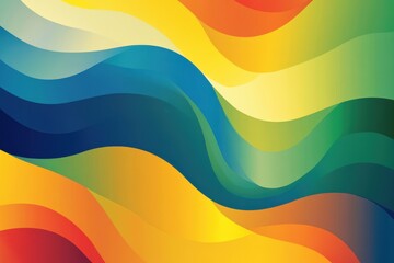 Poster - Contemporary geometric art background, modern graphic print. Bright yellow, blue, red, and green colors, trendy patterned background set. Innovative optical art designs