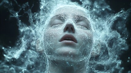 Aufkleber - Futuristic AI-powered mind control and surveillance technologies monitoring and controlling human behavior and activity in a dystopian,authoritarian setting. Digital,virtual.