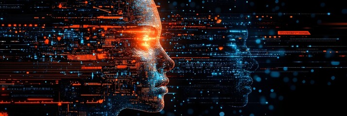 Leinwandbilder - Futuristic technology concept depicting the control and manipulation of humans through the power of general intelligence. Illustrates a dystopian future where systems have the authority to govern.