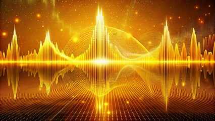 Poster - Surreal Earthquake Wave Diagram on Yellow Background - Equalizer Wave Concept in Technology and Richter Scale