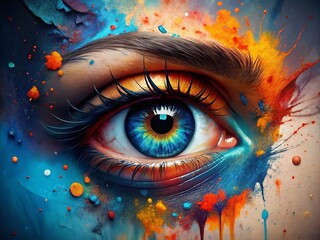 Surreal Eye in Vibrant Abstract Splashes of Color - Eye Art, Abstract Photography, Digital Art, Surrealism, Colorful