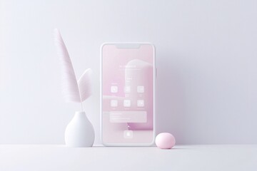 Poster - Minimalist UI design with flat icons and soft gradients, website interface concept, digital platform aesthetic.