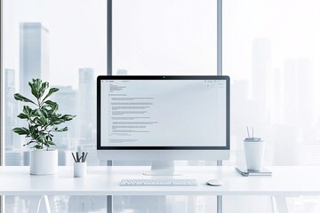 Poster - Website design in progress on a curved monitor, sleek user interface elements, cutting-edge web development.