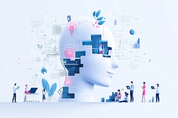 Poster - ai-powered chatbot interacting with users on a website, conversational design interface, smart tech 