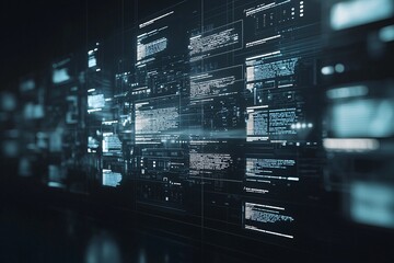 Poster - 3D rendering of a website s front-end elements, immersive web design, advanced user interface development.