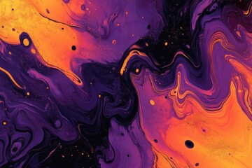 Poster - Dynamic abstract artwork creation showcasing a lively purple and orange backdrop complemented by dark details, ideal for album covers and textual integrations