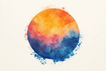Poster - Gradient circle background: artistic watercolor form on canvas. Vibrant color blend layout template