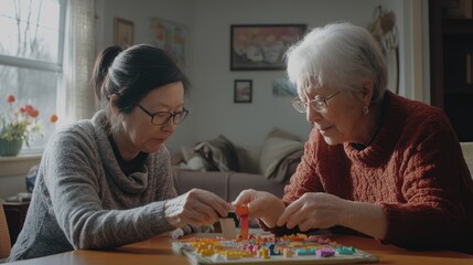 Two Women Playing a Board Game