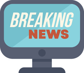 Poster - computer screen displaying breaking news, suggesting important and timely information
