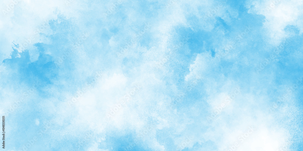 Abstract Blue and white Watercolor Background, sky blue watercolor background, Pastel blue paper texture pattern background with space, Colorful gradient ink colors .