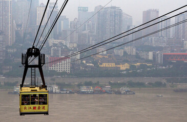 the Changjiang ropeway in Chongqing， China