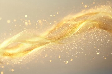 Poster - Golden haze, glowing magical particles forming a creative, flowing pattern against a bright background