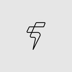 F letter logo with minimalist line art design style